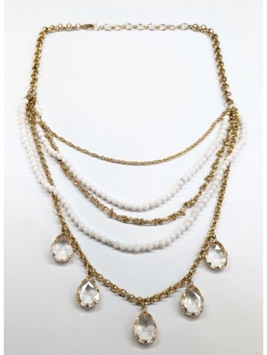 . Jewelry - 🐩Gold & White🐩 Layered Teardrop Crystal Necklace - Women Jewelry
